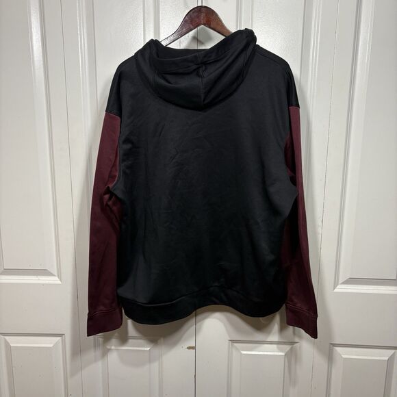 Nike Hoodie Men XXL Colorblock Black Maroon Logo Pullover Athletic Streetwear - Picture 3 of 8